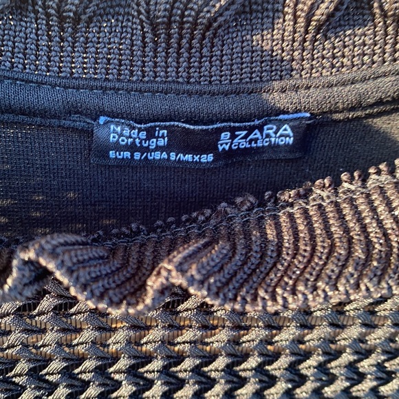 Zara W/B Collection Black Crop Mesh Top Size Small - Picture 3 of 5